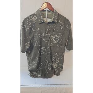 Men's Under Armour Olive Green Bandana Print Button Up-Large